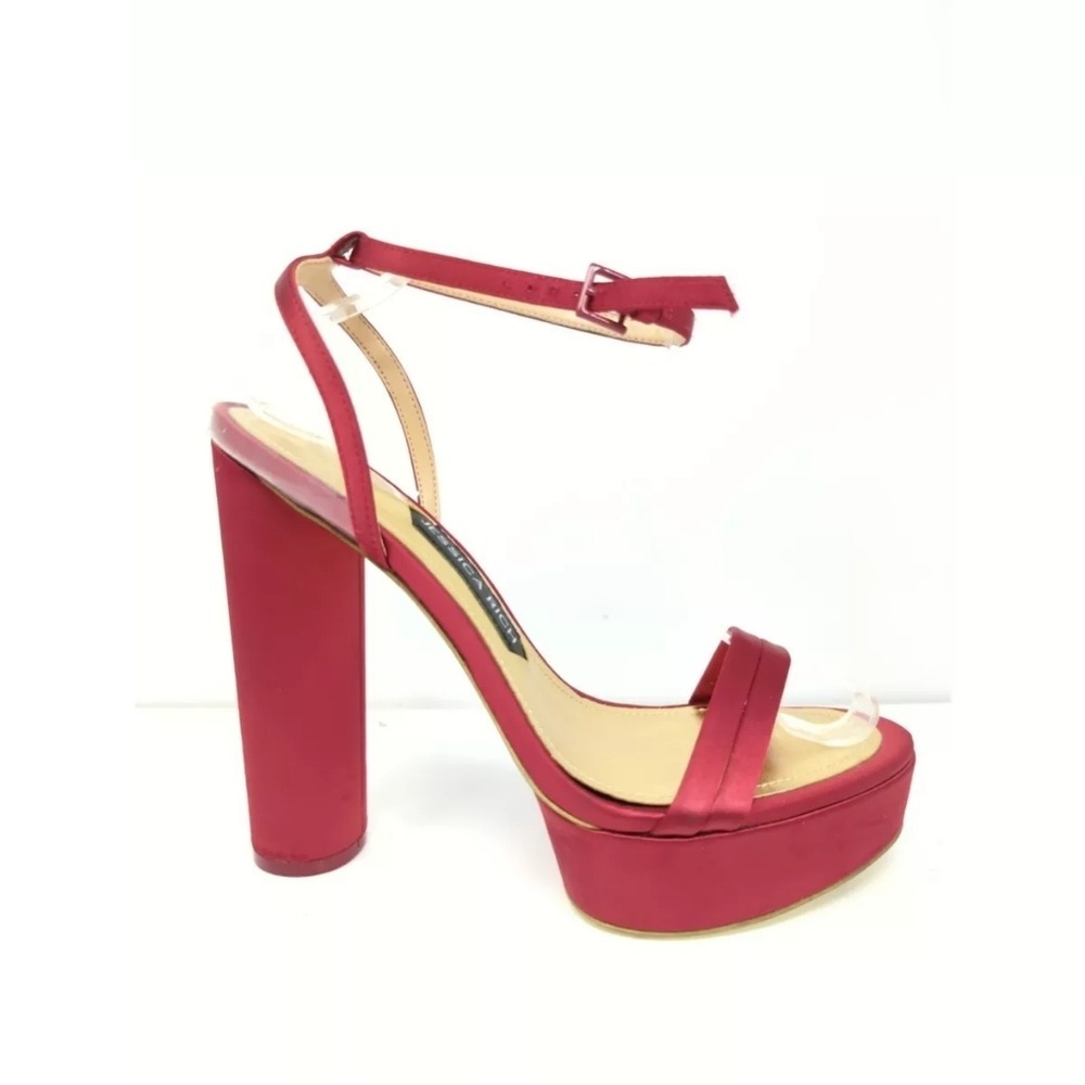 Jessica Rich Red Platform Block High Heeled Sandals